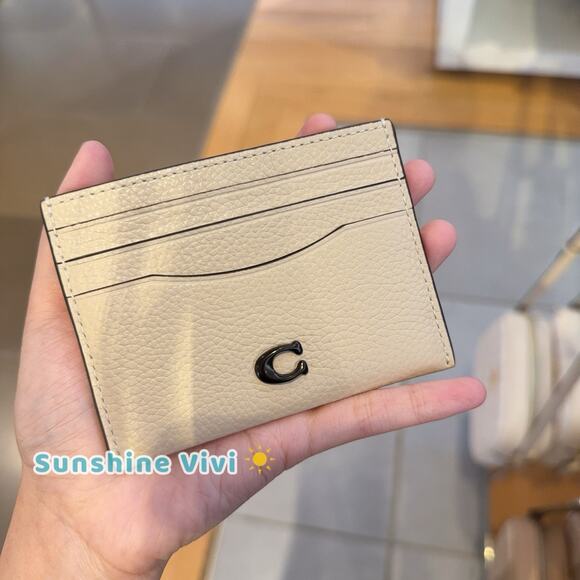 NWT Coach Official Essential Card Case Leather cc129 ivory - Picture 1 of 5